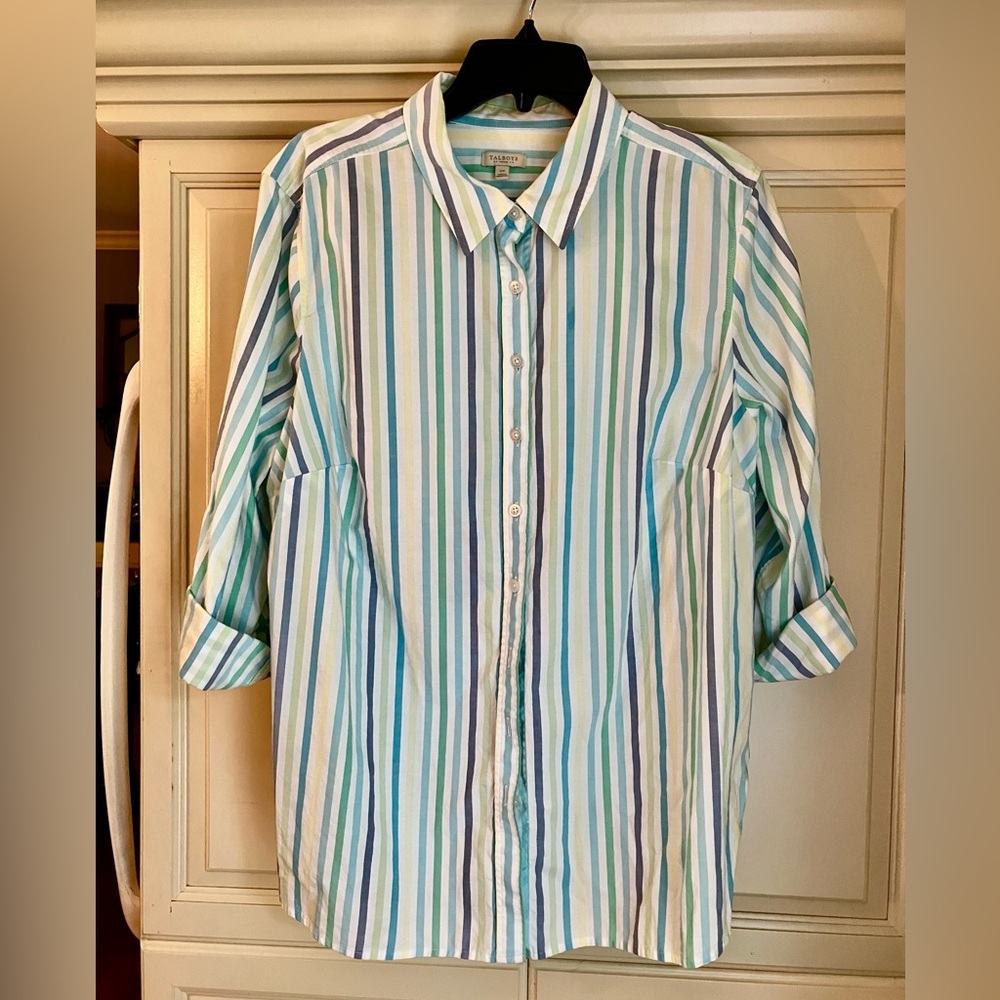 Talbots Multicolor Striped Button Down Shirt 2x